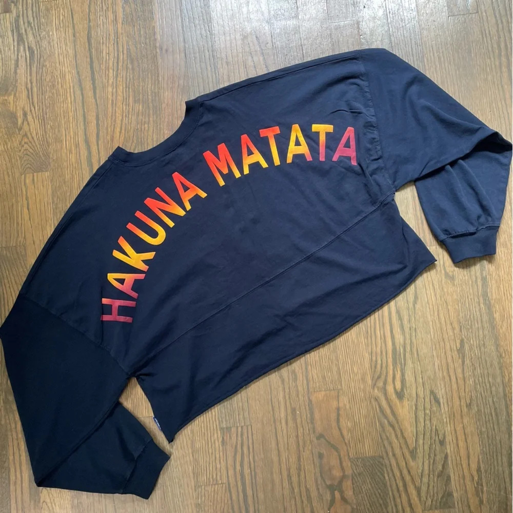 Disney Spirit Jersey The Lion King Hakuna Matata Crop Long Sleeve Top Women L - Picture 10 of 12